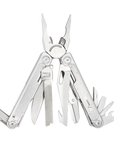 Multitool with various tools on a white background