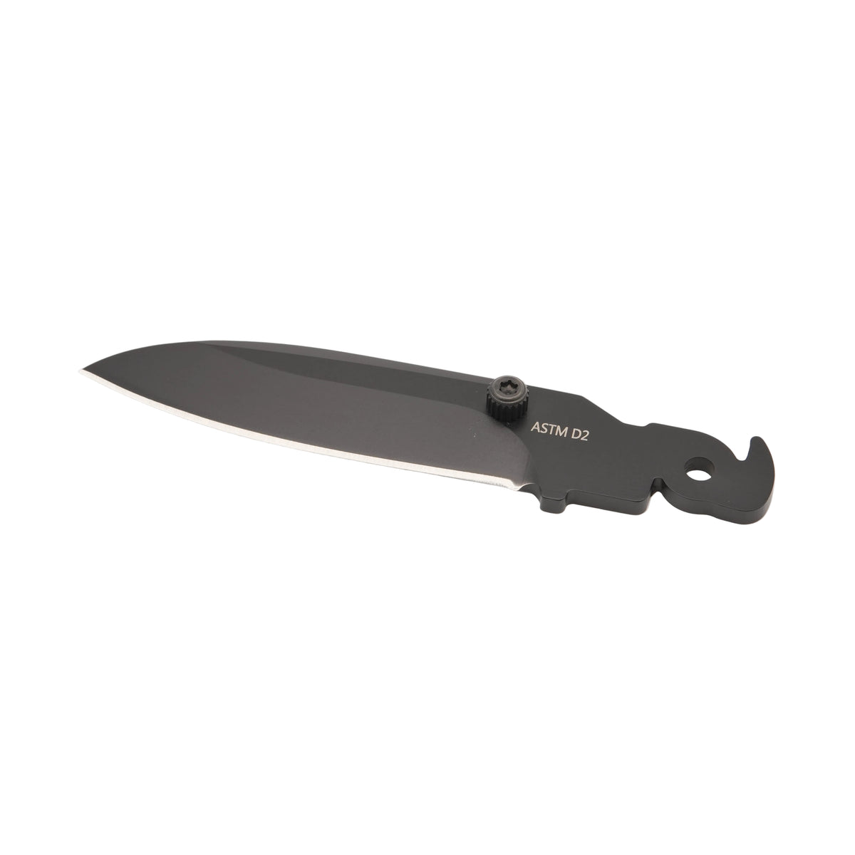 Black D2 blade on a white background