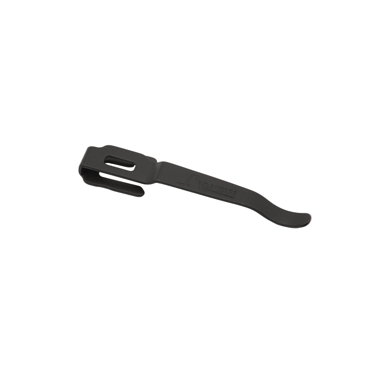 Black pocket clip on a white background